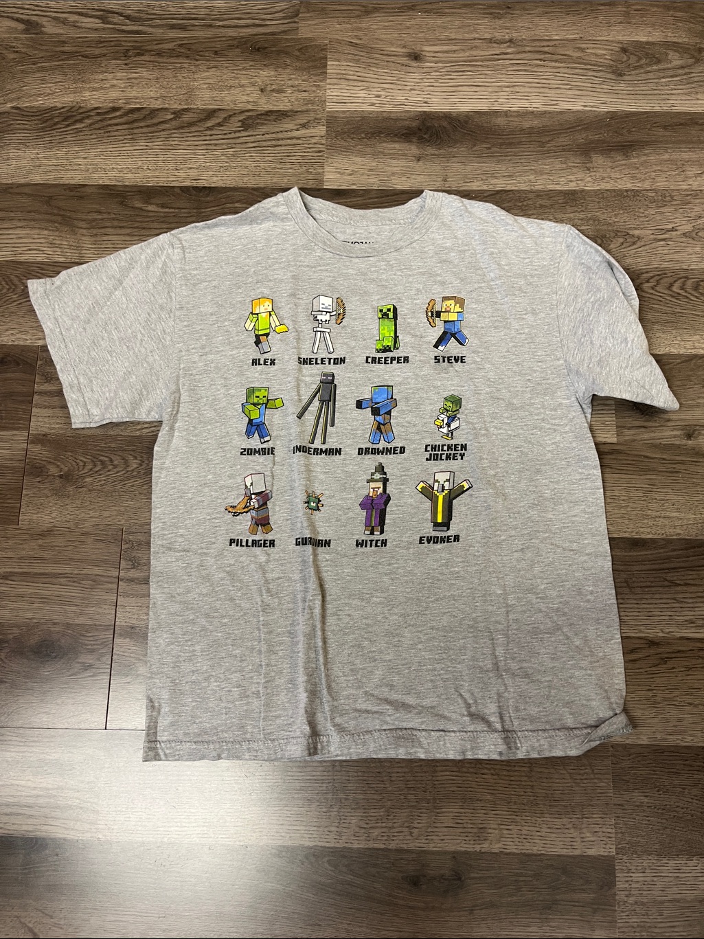 Boy’s 14/16 Minecraft Character Grid Graphic Tee - Light Gray